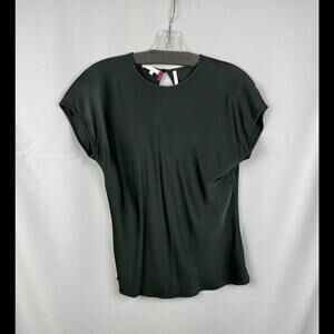 Helmut Lang Satin Cap Sleeve Top Green Size L